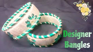 White and Green Combination Designer Bangles  How to Make Designer Silk Thread Bangles  DIY Bangle [upl. by Deragon328]