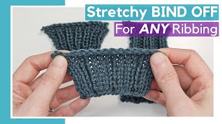 Stretchy Bind Off For ANY Ribbing  Simple Sewn Bind Off For Knitted Sweater CuffsHemCollar [upl. by Molton]