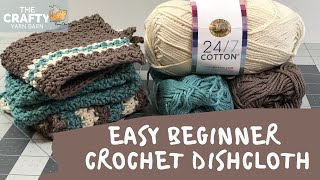 Crochet Dishcloth or Washcloth – Easy step by step tutorial for Beginners [upl. by Dleifniw]