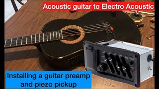 Instalar pastilla  preamplificador equalizador eq7545r en guitarra acustica [upl. by Eldnek]