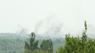 Explosions ring out during Russian strike on eastern Ukraine  AFP [upl. by Nereen]