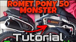 How to switch your exhaust in ROMET PONY 50 MONSTER Akrapovic exhaust [upl. by Elvira]