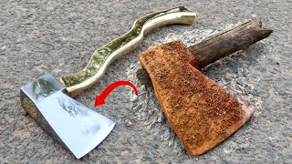 Epic Axe Transformation Restoring an Axe with Brass Handle to Perfection Trending Restoration [upl. by Mariana]