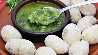 Patatas arrugadas o quotarrugásquot receta Canaria con mojo verde casero [upl. by Mharba]