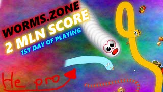 WORMSZONEIO JOURNEY TO TOP1 ON WEEKLY LEADERBOARD FIRST DAY  2MLN SCORE 1 [upl. by Crocker90]