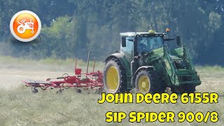 Hay 2024  John Deere 6155R amp Sip Spider 9008 tedder [upl. by Marley]