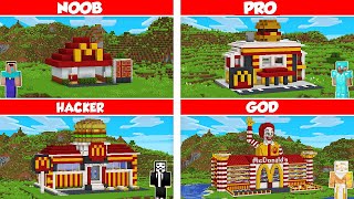 MCDONALDS FAST FOOD REST BUILD CHALLENGE  Minecraft Battle NOOB vs PRO vs HACKER vs GOD Animation [upl. by Cid]