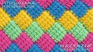 HOW to CROCHET ENTRELAC  Tunisian Interlaced Patchwork Diamonds Entrelec by Naztazia [upl. by Keiryt749]