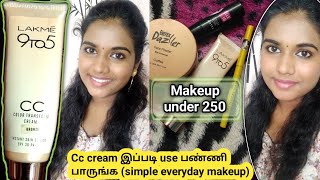 Lakme CC cream makeup Everyday simple makeup using only 4 products  Lakme CC cream review in tamil [upl. by Leirad]