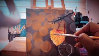 How to paint Autumn leaves in Acrylic 🍂 with raindrops  Easy Tutorial step by step For Beginners [upl. by Lenci]