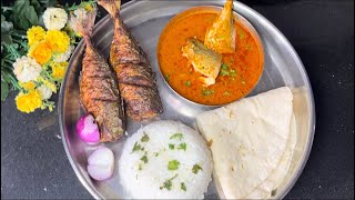 Bangda Thali  Tawa fry fish  Bangda curry Machli fry  Non veg Thali [upl. by Erret570]