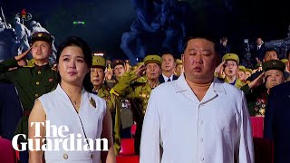 North Koreas first lady cries next to Kim Jong Un during armistice event [upl. by Tnerual604]