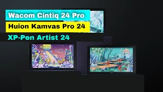 Wacom Cintiq 24 Pro Vs Huion Kamvas Pro 24 Vs XPPen Artist 24 Pro Comparison [upl. by Ariec]