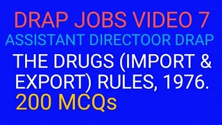 MCQs with Answers for Assistant Director Technical RO12  The Drugs Import amp Export Rules 1976 [upl. by Einnal]