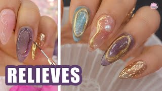 FORMA de HACER uñas con RELIEVES de MODA [upl. by Enohsal]