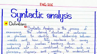 Syntactic analysis ENG206 4thsememster pu [upl. by Gal]