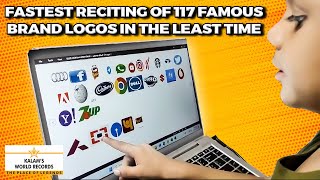 Fastest Recitation of 117 Famous Brand Logos  World Record by Young Genius [upl. by Male]