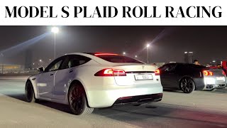 Tesla Model S Plaid Rolling Drag Race [upl. by Asenab539]