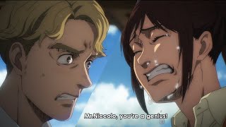 English Dub Sasha and Nicolo Sweet Moments  Attack on Titan  Season 4  Episode 9  1080p HD [upl. by Drofkcor]