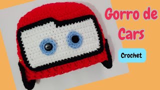 Gorro de bebé a crochet  Gorro de Cars rayo Mc Queen talla 12 años Crochet tutorial [upl. by Ardnal572]