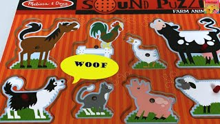 Learn farm animal names and their sounds with sound puzzle Best educational video for toddlers [upl. by Keel]