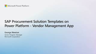 Vendor Management App  SAP Procurement Solution Templates on Power Platform [upl. by Analeh]