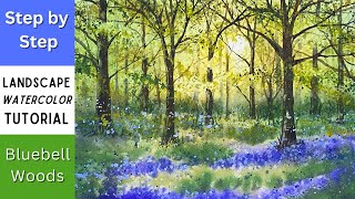 Step by Step Atmospheric Bluebell Woods Watercolour Tutorial [upl. by Lellih]