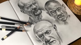 Portrait drawing process  step by step Breaking Bad characters [upl. by Haek]