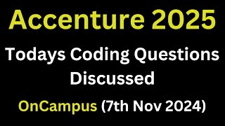 7th Nov 2024 Accenture Todays Actual Coding Questions 2025 Batch  Accenture Coding accenture [upl. by Lewie]