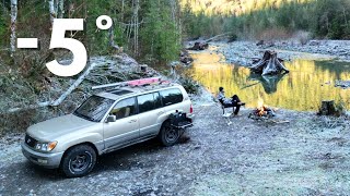 Solo Winter Camping in My Land Cruiser it got cold [upl. by Cinnamon]