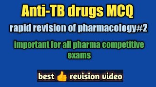 Anti tubercular drugs mcqrapid revisionmaharastra pharmacy officer 2021GpatNiperDIEsic [upl. by Valry]