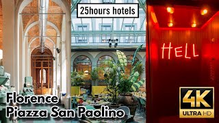 4K Florence Design Hotel  25hours Hotel Florence Piazza San Paolino  4 Star Hotel Review Breakfast [upl. by Ynattib]