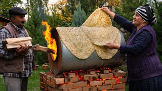 🔥 Lavash with Greens Cooking Bread on a Barrel [upl. by Wilfrid91]