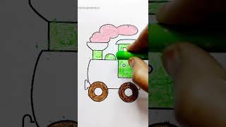 How to draw a train – easy coloring video [upl. by Orelie]