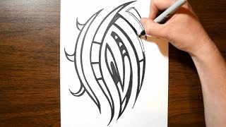 Drawing a Cool Tribal Tattoo Design Pattern  Sketch 5 [upl. by Yreneh529]