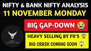 Nifty Monday Prediction  Bank Nifty Monday Prediction 11 NOVEMBER Monday Market gap up or gap down [upl. by Ahsuoj]