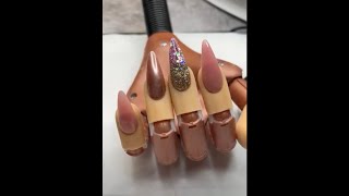 Beginner Acrylic Nail  Fall Inspired Full Set Nail Art and Pricing [upl. by Ylyl]