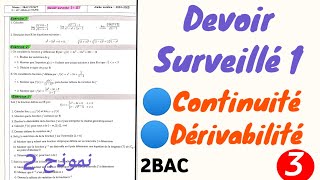 Devoir Surveillé 1  2bac PC SVT  continuité et dérivabilité partie 3 [upl. by Benita]