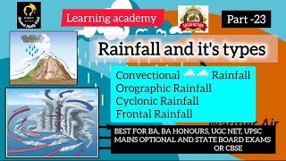 Complete Climatology  L23  Rainfall and its types  PCSUPSC2024  Learning academy [upl. by Chiang]