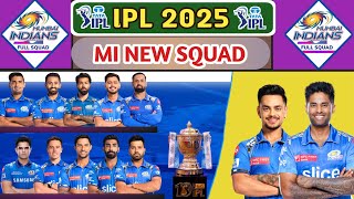 IPL 2025 Mumbai Indians Team New Squad  IPL 2025 Mi Target Players  IPL 2025 Mi Squadron [upl. by Lledyl]