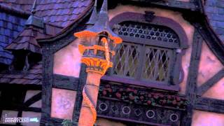 Tangled Tower comes to life after dark at Disneylands Fantasy Faire [upl. by Allekim]