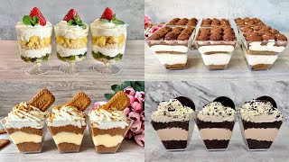 4 Easy NO BAKE Dessert Cup Recipes No Eggs No Gelatine No Alcohol [upl. by Dar]