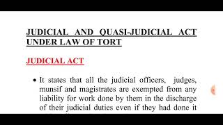 Judicial and Quasijudicial Act under law of Tort [upl. by Ymarej]