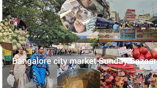 Bangalore city market KR Market Sunday bajar Delhi hotel tandoori roti nachim food blog556 [upl. by Enila]