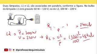 Duas lâmpadas L1 e L2 são associadas em paralelo conforme a figura No bulbo da lâmpada L1 [upl. by Truk844]