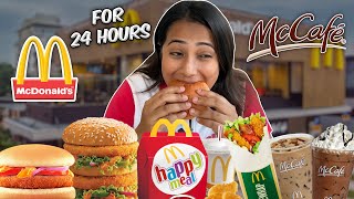 Eating only NEW MC DONALDS for 24 HOURS  Food Challenge [upl. by Marshal23]