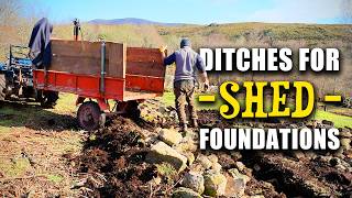 Building a Wood and Stone Shed  Digging the Ditches for Foundations and Getting Stone  S2E1 [upl. by Atekahs]