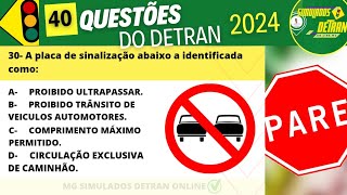 40 QUESTÕES DO DETRAN 2024  PROVA DO DETRAN 2024 [upl. by Talie]