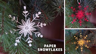 DIY Easy Paper Quilling Snowflakes  Christmas Tree Decor [upl. by Ardnala]