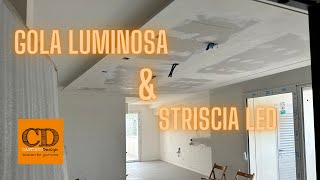 Realizzazione di finte travi con striscia led e soffitto sospeso con più fonti di illuminazione [upl. by Terryl333]